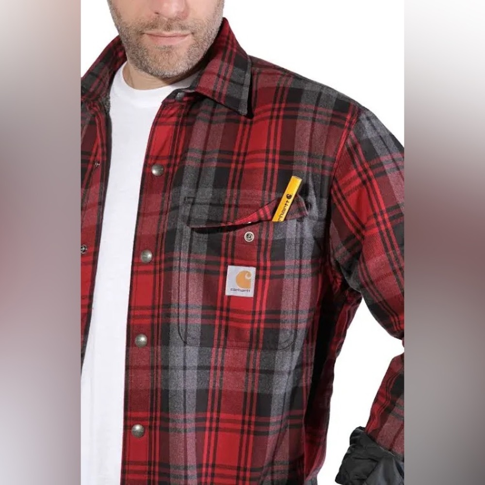Carhartt Men's Flannel Sherpa Lined Shirt Jacket